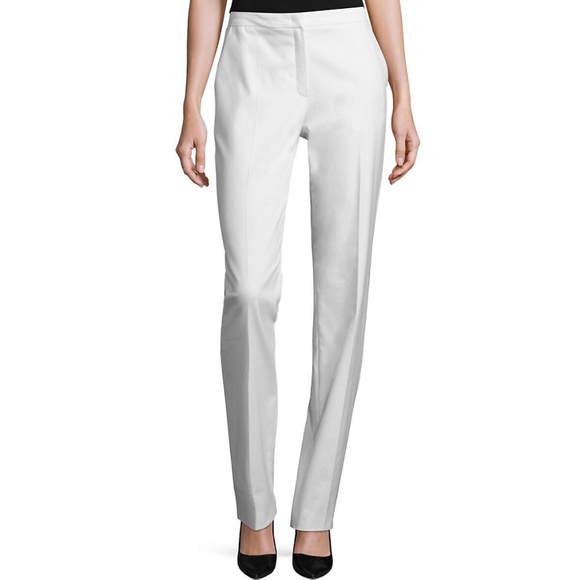 Escada Tamineh Straight-Leg White Cotton Pants Size EU 42/ US L - Picture 1 of 10